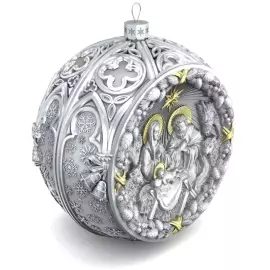 Набор подарочный с шарами и иконой "Божья Матерь Владимирская" из серебра, 4 шара